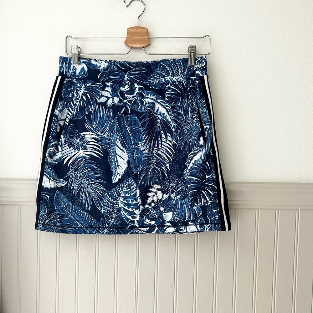 Talbots Small Blue Leaf Print Skort Skirt Built in Shorts